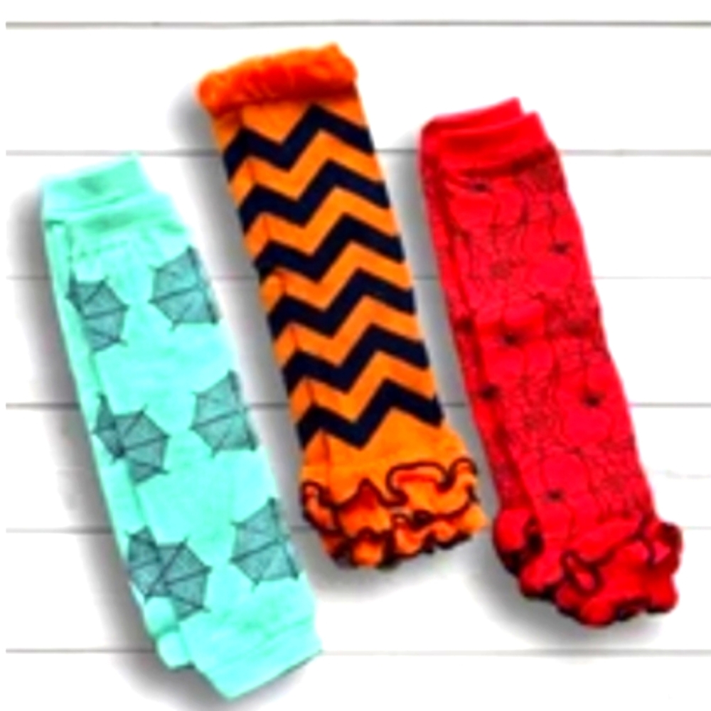 Boutique 3 pack kids Halloween leg warmers